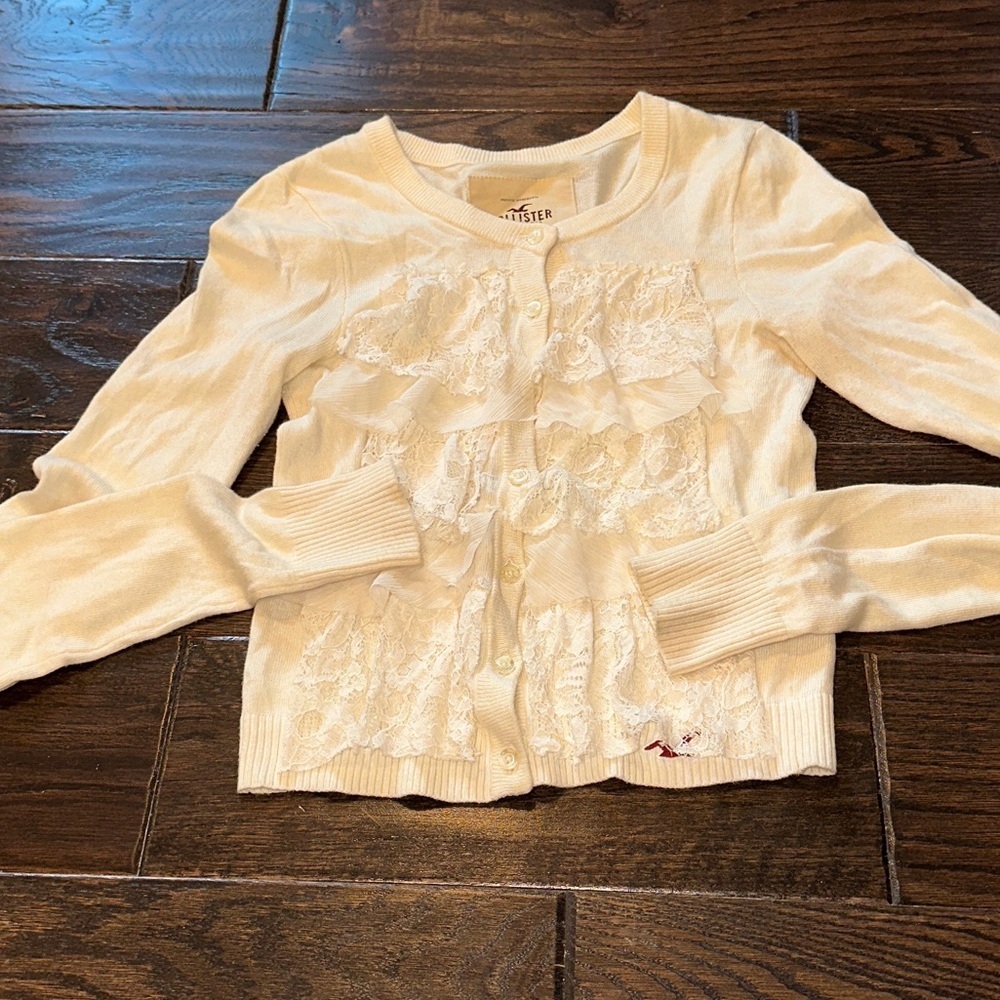 HOLLISTER Cream Cardigan Y2K babydoll Bella Swan size xsmall